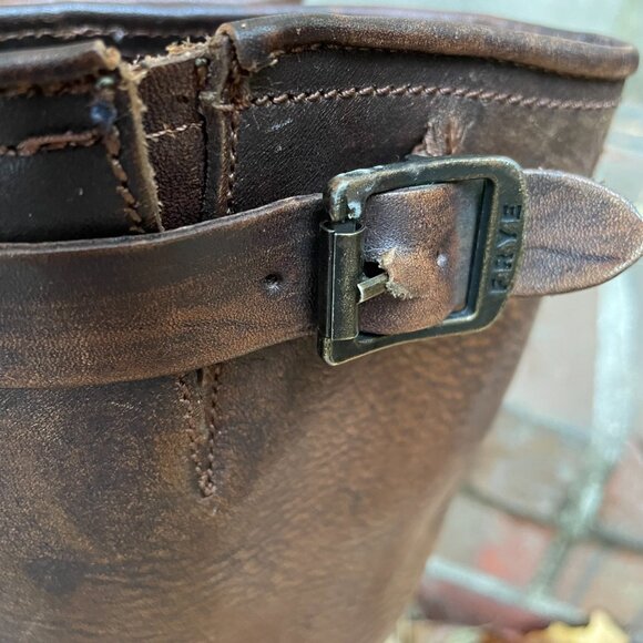 Frye Veronica Slouch Tall Leather Moto Buckle Boots Equestrian Western Size 6 - Picture 10 of 11